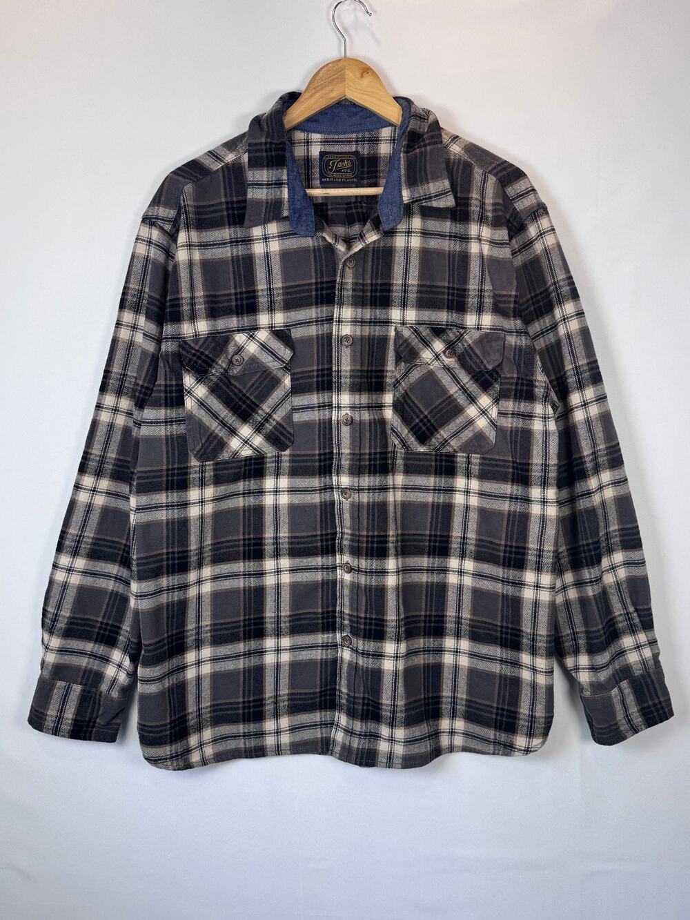 Jacks MFG Mens XXL Plaid Flannel Shirt Cotton Gray Black